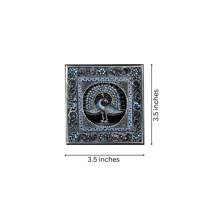 The Moonlit Peacock – Elegance in Shades of Silver and Blue   Paintings