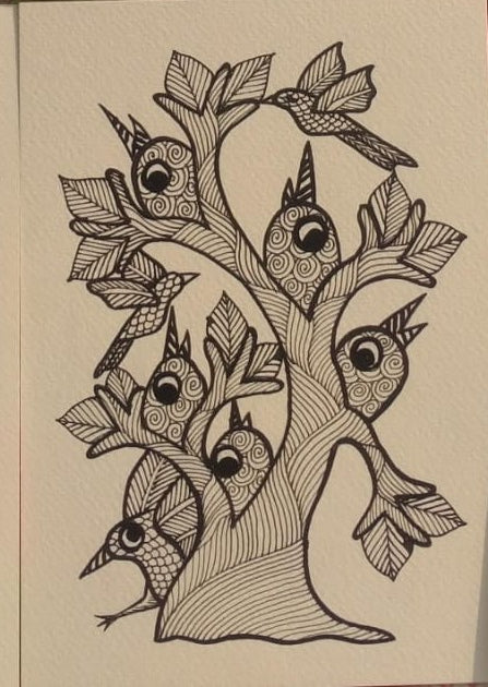 The Story Tree Gond Birds and Sacred Nature   Paintings