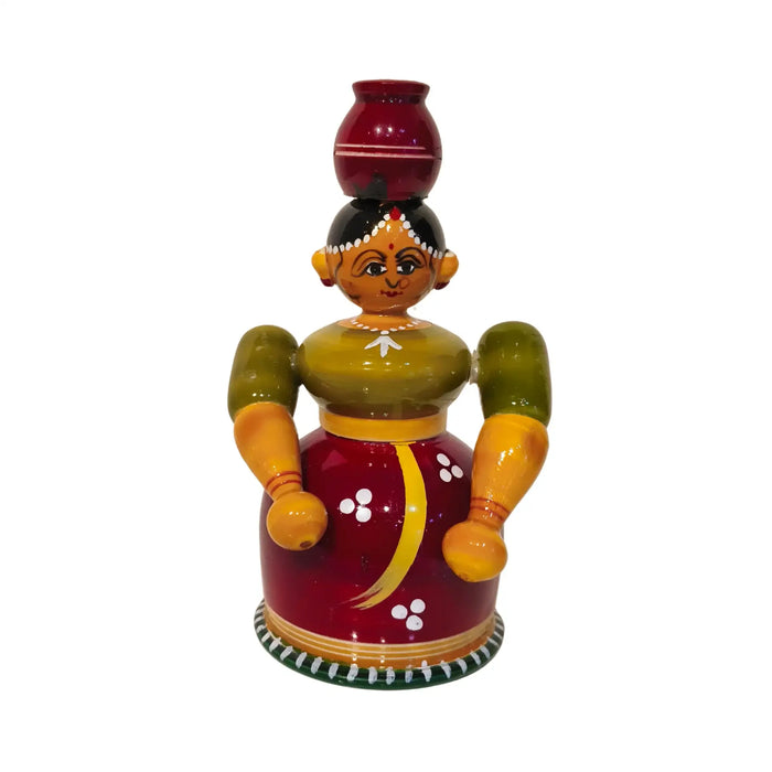 The Water Bearer - Traditional Etikoppaka Wooden Sculpture   Etikoppaka Lacquerware