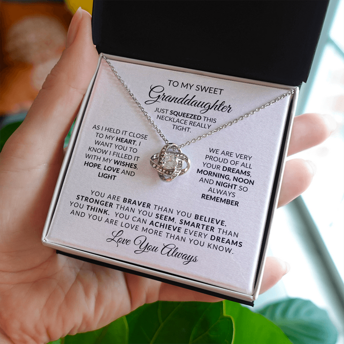 To My Sweet Granddaughter-Dreams-Love Knot Necklace