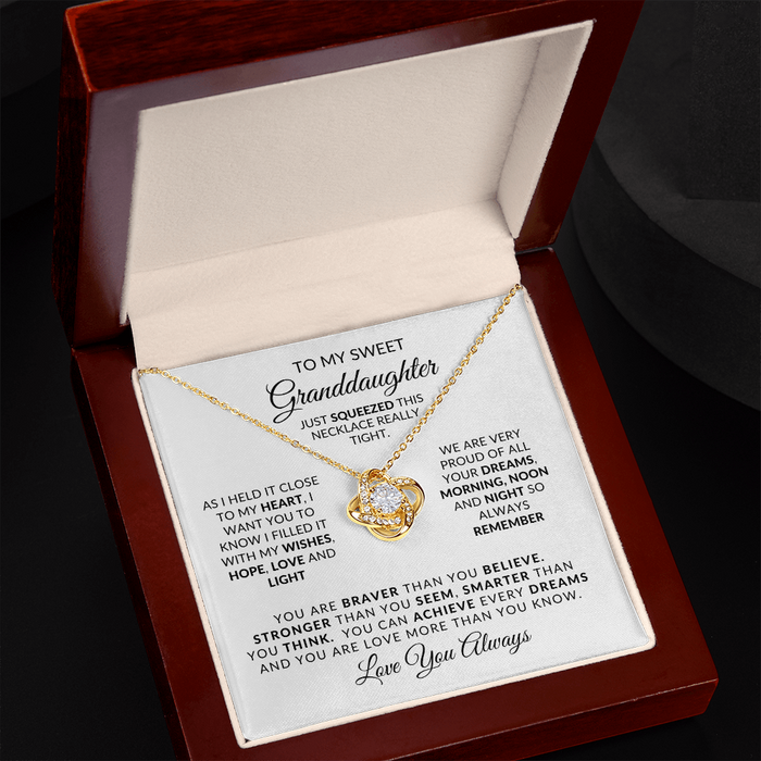 To My Sweet Granddaughter-Dreams-Love Knot Necklace