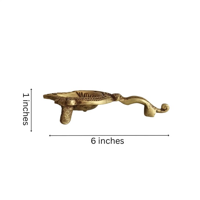Traditional Brass Aarti Diya with Om Symbol and Handle   Brass Ware