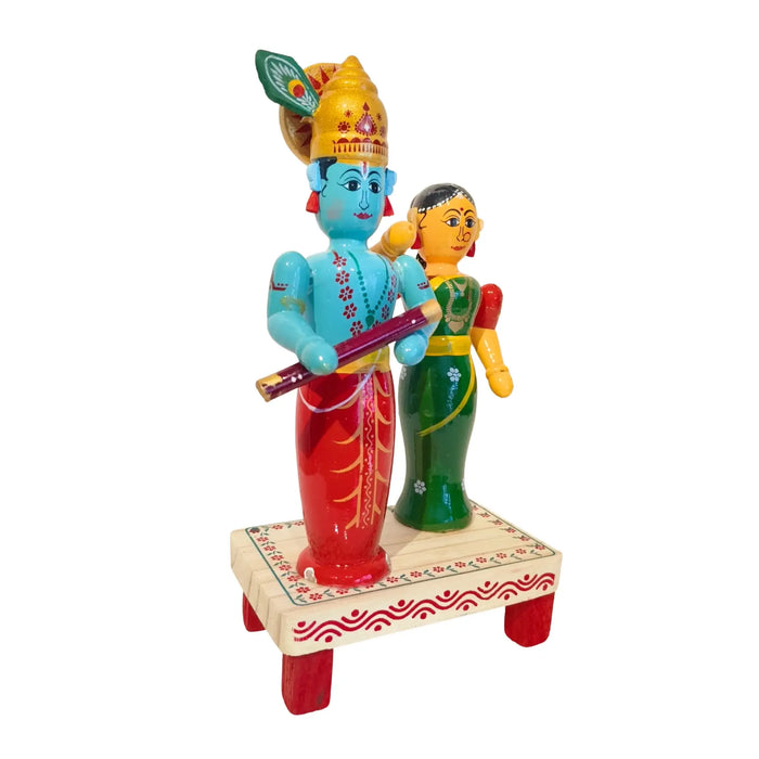Traditional Etikoppaka Lacquerware - Lord Krishna and Radha Idol   Etikoppaka Lacquerware