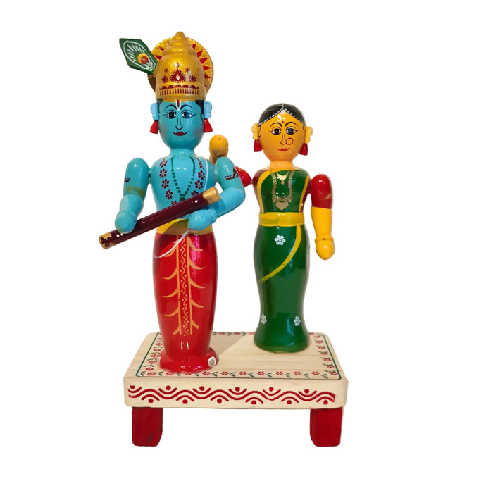 Traditional Etikoppaka Lacquerware - Lord Krishna and Radha Idol   Etikoppaka Lacquerware