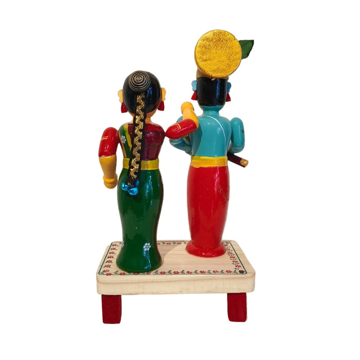 Traditional Etikoppaka Lacquerware - Lord Krishna and Radha Idol   Etikoppaka Lacquerware