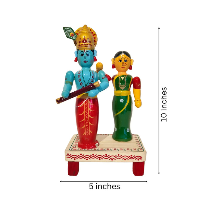 Traditional Etikoppaka Lacquerware - Lord Krishna and Radha Idol   Etikoppaka Lacquerware