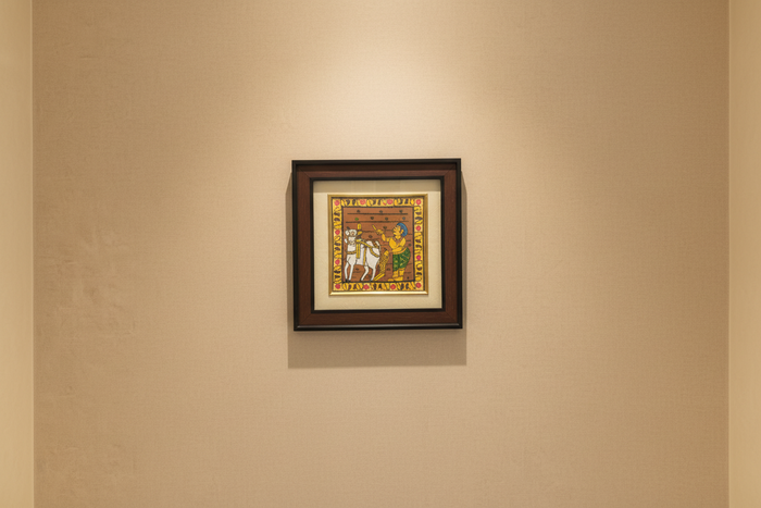 Traditional Farmer Plowing the Field - Cheriyal Folk Art Painting   Cheriyala Painting