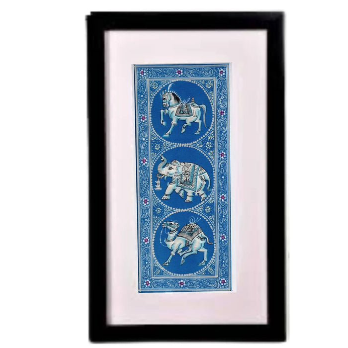 Traditional Indian Blue Pottery-style Miniature Painting   Paintings