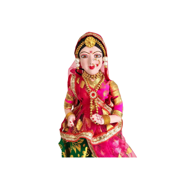 Traditional Indian Bride Doll Figurine   Wooden Decorative