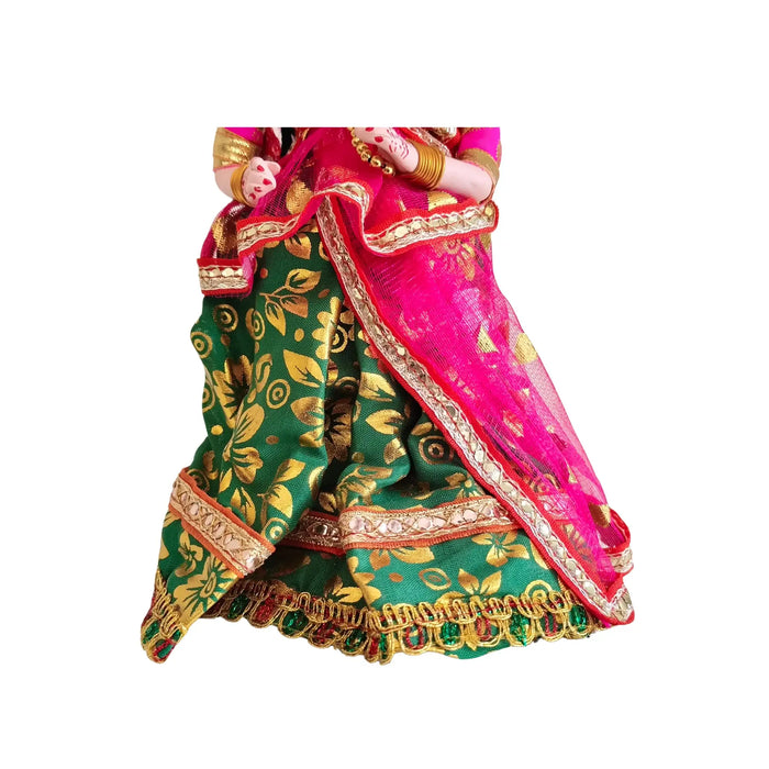 Traditional Indian Bride Doll Figurine   Wooden Decorative