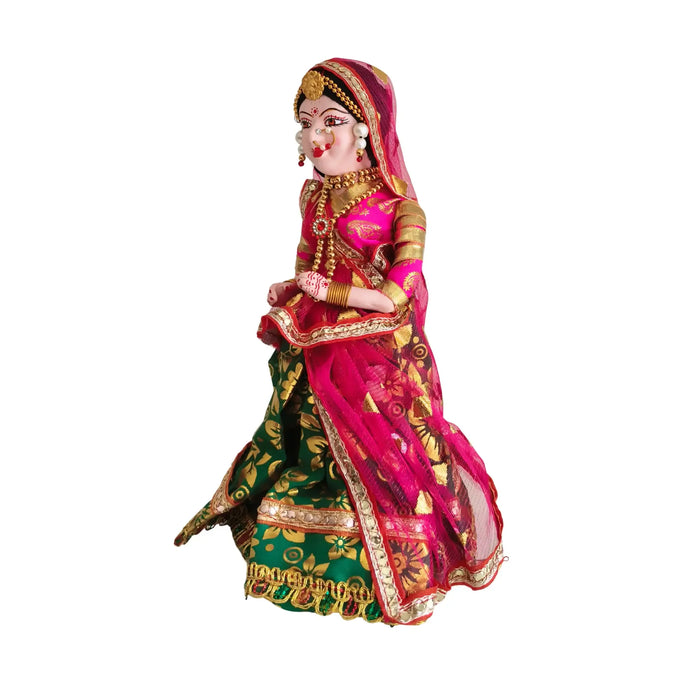Traditional Indian Bride Doll Figurine   Wooden Decorative
