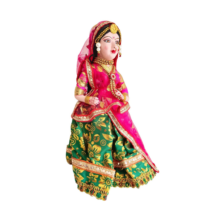Traditional Indian Bride Doll Figurine   Wooden Decorative