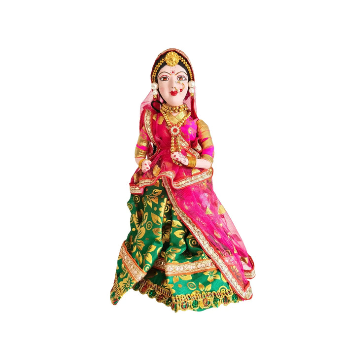 Traditional Indian Bride Doll Figurine   Wooden Decorative