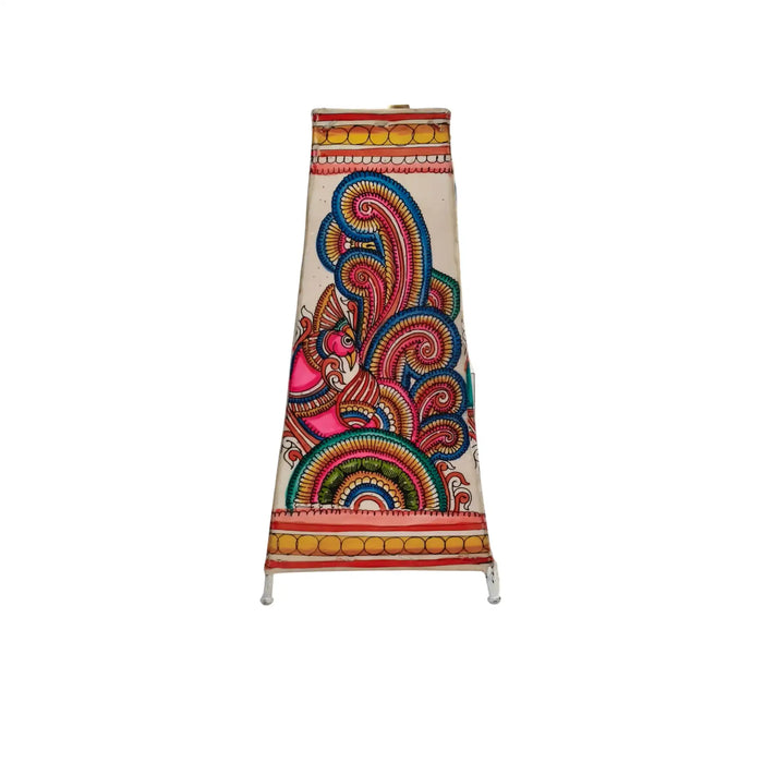Traditional Indian Leather Art Lamp with Mythological Motif   Leather Paintings