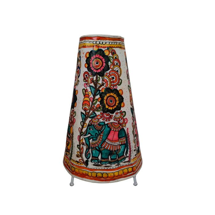 Traditional Indian Leather Puppetry Lamp - Floral Elephant | Bed Lamp   Leather Paintings