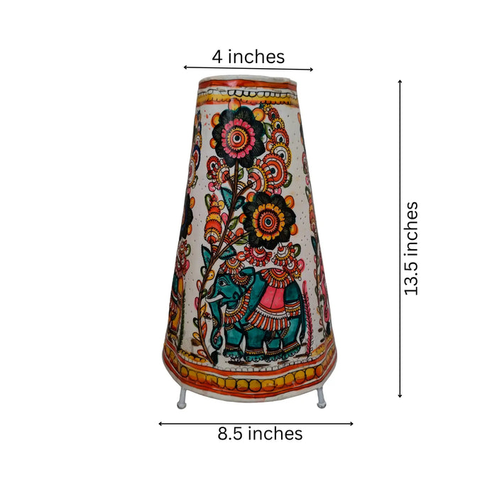Traditional Indian Leather Puppetry Lamp - Floral Elephant | Bed Lamp   Leather Paintings