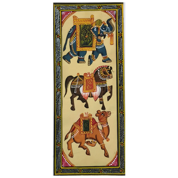 Traditional Indian Miniatures - A Triptych of Royal Carriers   Paintings