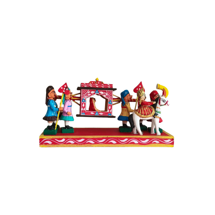 Traditional Kondapalli Pelli Pallaki  Set – Handcrafted Indian Marriage Scene   Kondapalli Lacquerware
