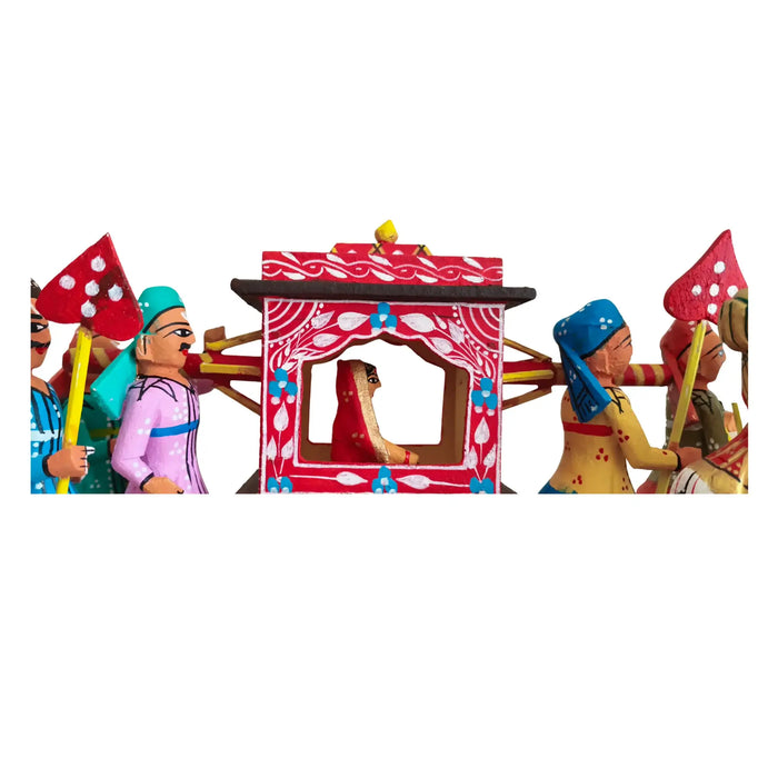 Traditional Kondapalli Pelli Pallaki  Set – Handcrafted Indian Marriage Scene   Kondapalli Lacquerware
