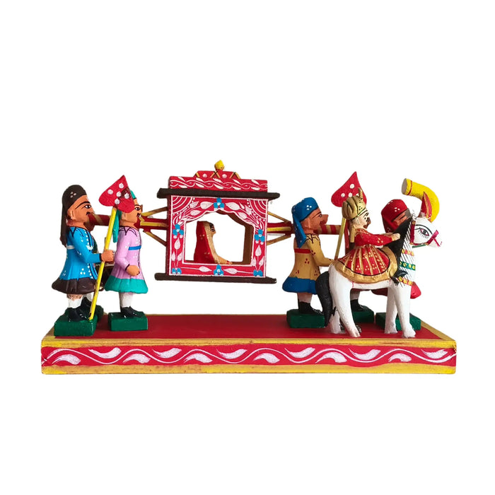 Traditional Kondapalli Pelli Pallaki  Set – Handcrafted Indian Marriage Scene   Kondapalli Lacquerware