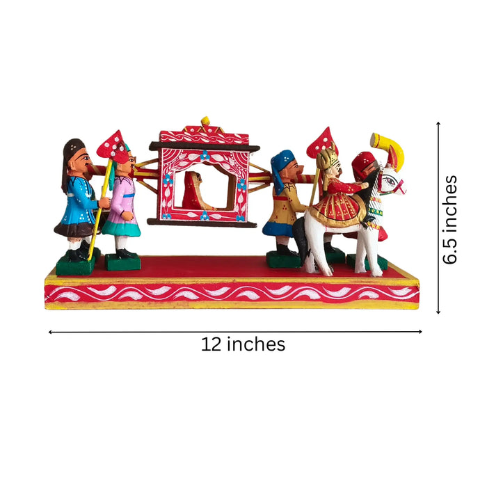 Traditional Kondapalli Pelli Pallaki  Set – Handcrafted Indian Marriage Scene   Kondapalli Lacquerware