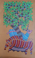 Tree of Life with Forest Companions – Handcrafted Gond Painting   Paintings