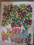 Tree of Life with Sacred Fish Harmony – Gond Painting   Paintings