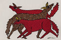 Tribal Fox Pair Artwork – Folk Style | Gond Painting   Paintings