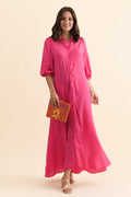 Trinity Fuchsia Tie Dress,Brunette model,alt text|model:MJ