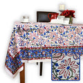 Venetia Block Print Floral Cotton Square Tablecloth — Rosewood Bloom - Sweet Us