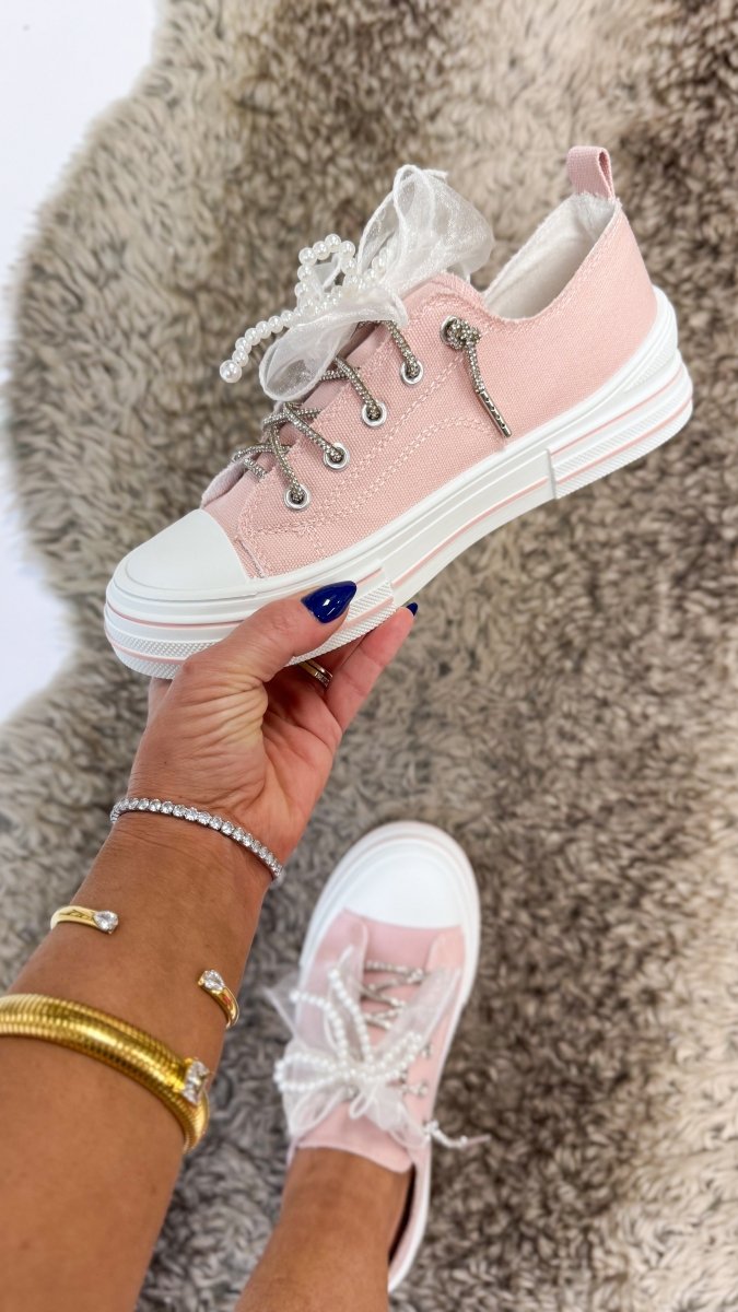 Very G Natural Aman Pearls Sneakers In Light Pink - Macoma Boutique301 Sneakers