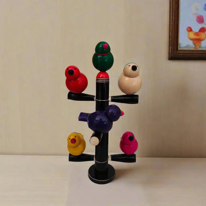 Vibrant Etikoppaka Lacquer Bird Stand - Handcrafted Wooden   Etikoppaka Lacquerware