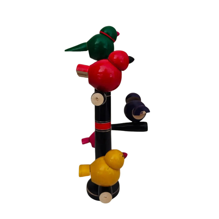 Vibrant Etikoppaka Lacquer Bird Stand - Handcrafted Wooden   Etikoppaka Lacquerware