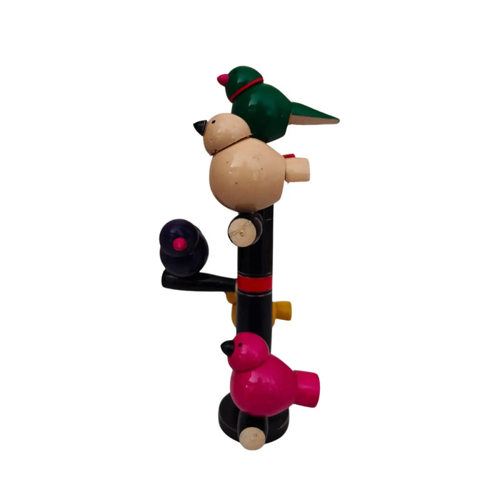Vibrant Etikoppaka Lacquer Bird Stand - Handcrafted Wooden   Etikoppaka Lacquerware