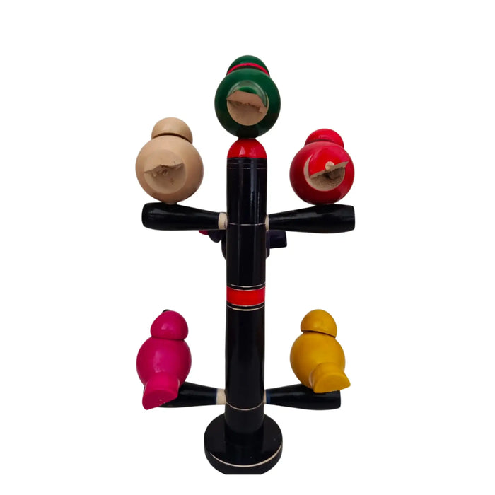 Vibrant Etikoppaka Lacquer Bird Stand - Handcrafted Wooden   Etikoppaka Lacquerware