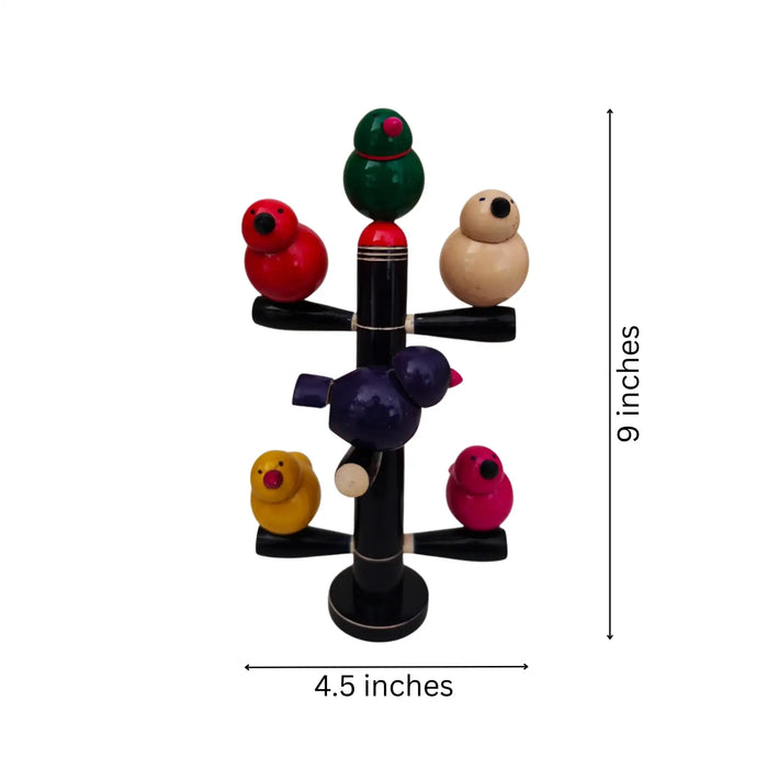 Vibrant Etikoppaka Lacquer Bird Stand - Handcrafted Wooden   Etikoppaka Lacquerware