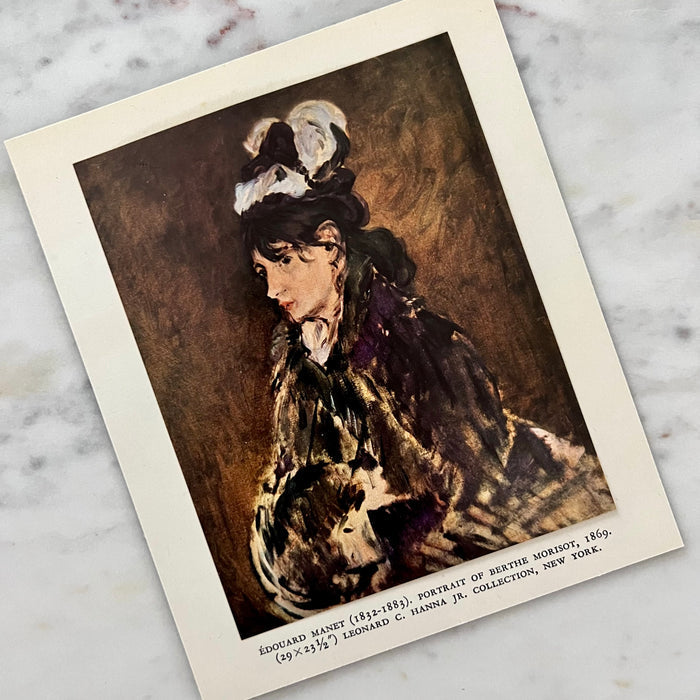 Vintage 1959 Manet "Portrait of Berthe Morisot" Mini Offset Lithograph Art Print