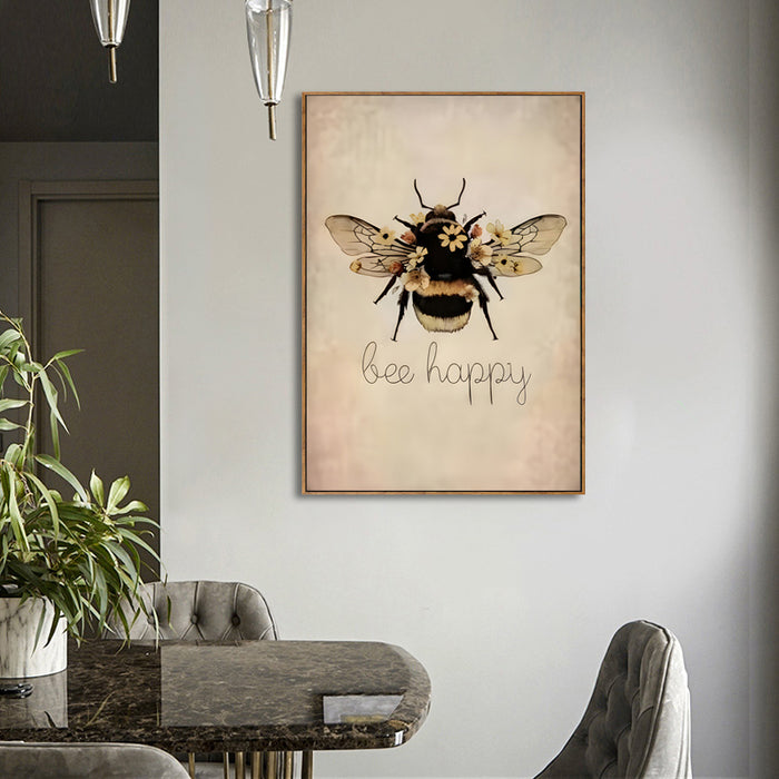 VINTAGE BEE HAPPY - FRAMED CANVAS ART