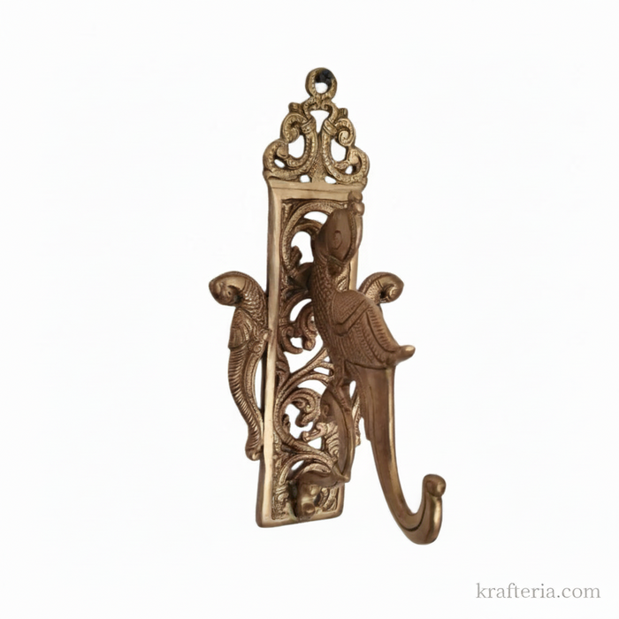 Vintage Brass Parrot Wall Hook – Handcrafted Decorative Key & Coat Holder   Brass Artwork