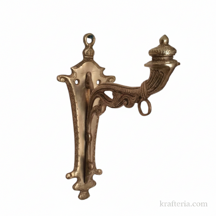 Vintage Brass Wall Diya Holder – Handcrafted Antique Wall Sconce   Brass Artwork