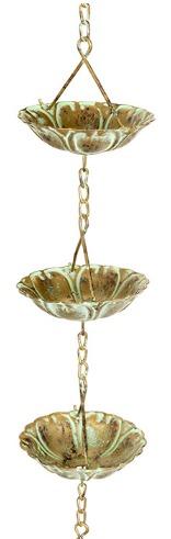 WATER LILY RAIN CHAIN - RUSTIC GREEN