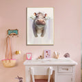 WATERCOLOUR ZOO FRIENDS - BABY HIPPO - FRAMED CANVAS WALL DECOR