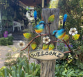 WELCOME BLUE WRENS - METAL WALL DECOR