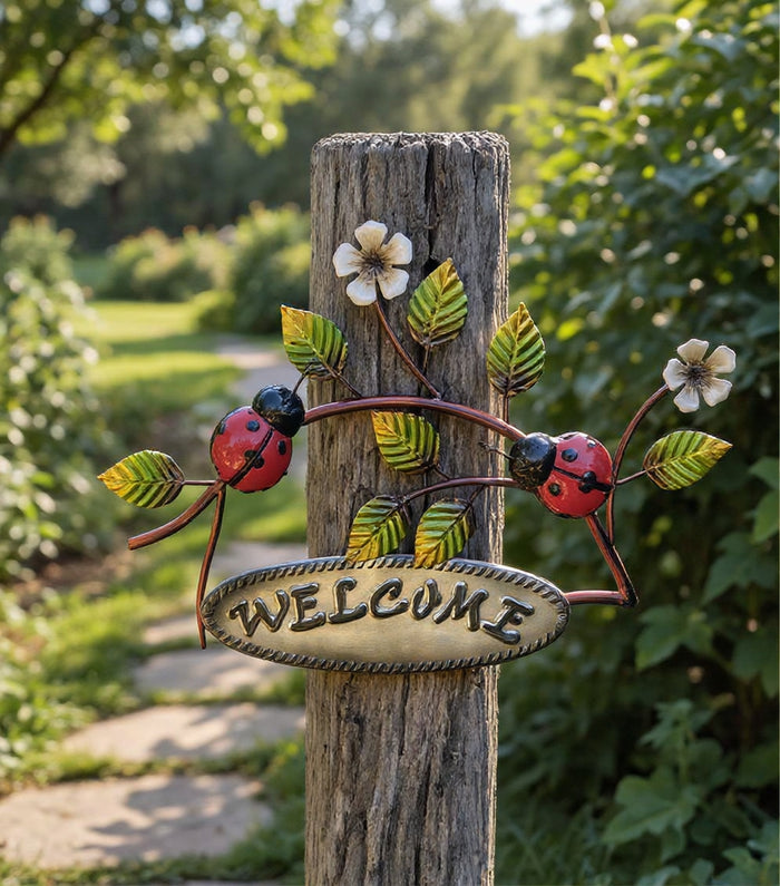 WELCOMING LADY BEETLES - METAL WALL DECOR