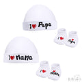 WHITE BABY HAT & BOOTEE SET - I LOVE M/D (NB-3 MONTHS) HB30-W