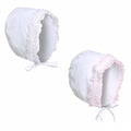 WHITE BONNET HAT W/LACE (6-12 MONTHS) H34 - Kidswholesale.co.uk