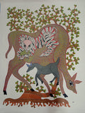 Wild Harmony – Tiger, Deer & Calf Gond Painting   Paintings