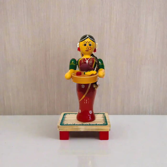 Woman with Offering Tray Etikoppaka Art   Etikoppaka Lacquerware
