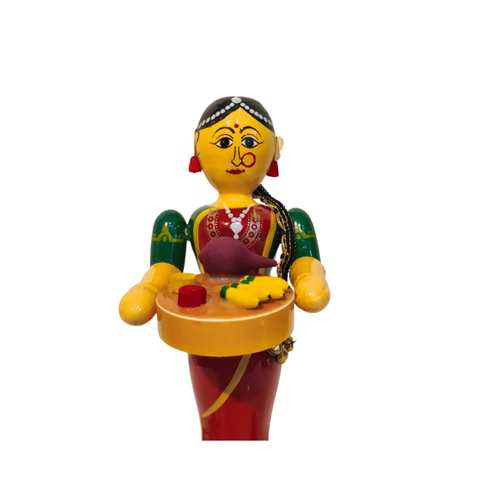 Woman with Offering Tray Etikoppaka Art   Etikoppaka Lacquerware