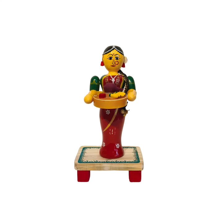 Woman with Offering Tray Etikoppaka Art   Etikoppaka Lacquerware